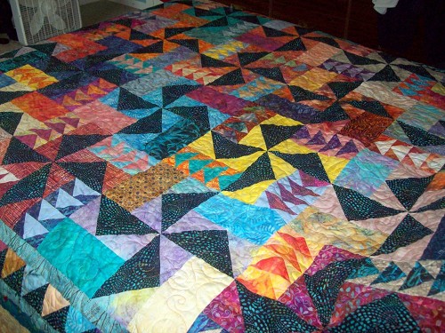  parents a bright and fun batik quilt for their 50th wedding anniversary