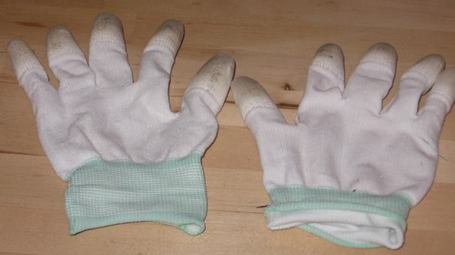Machingers Quilting gloves, all worn out