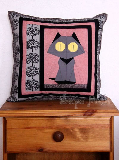 black cat pillow